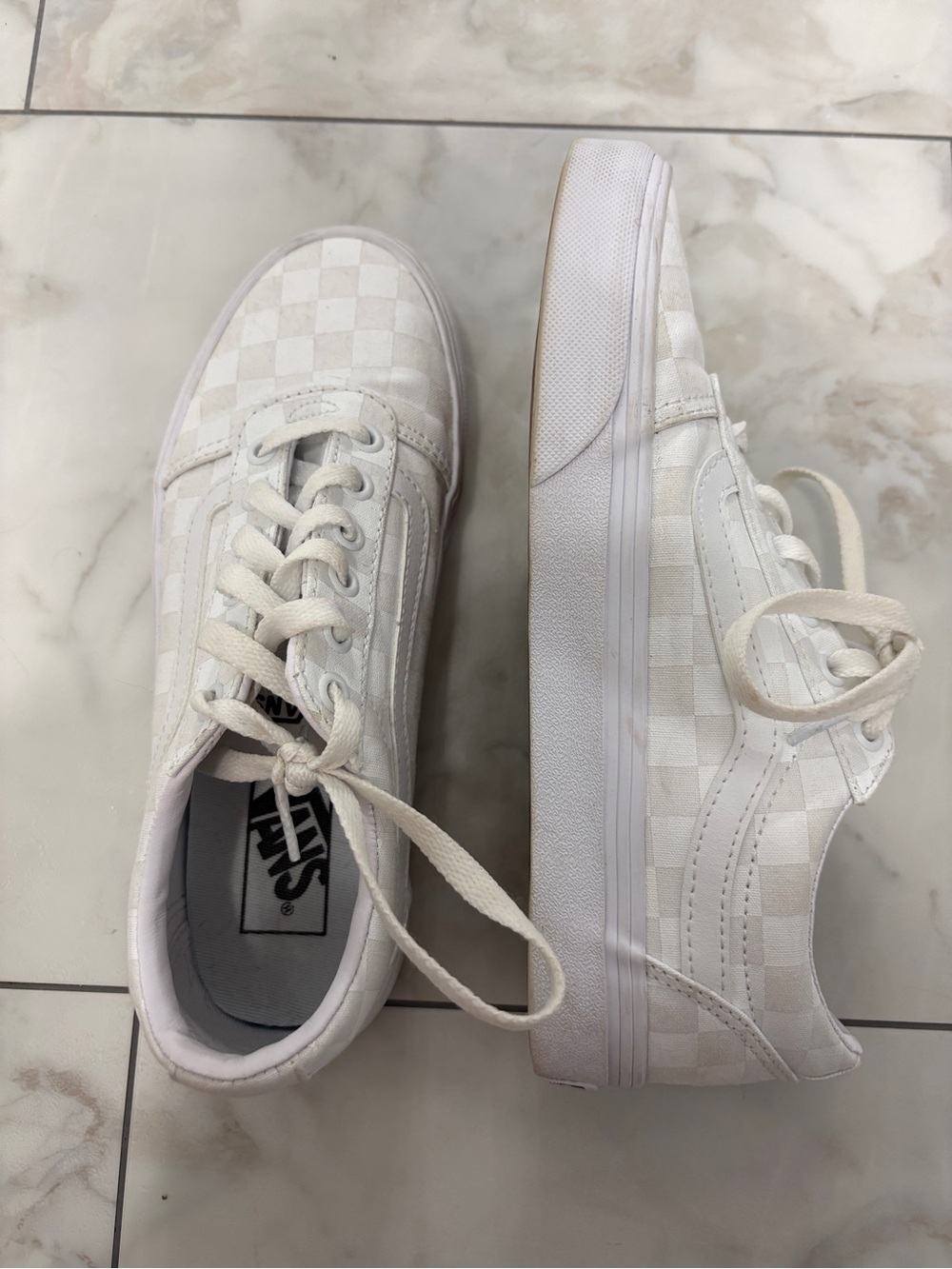 Vans White Checkerboard Low-Top Sneakers